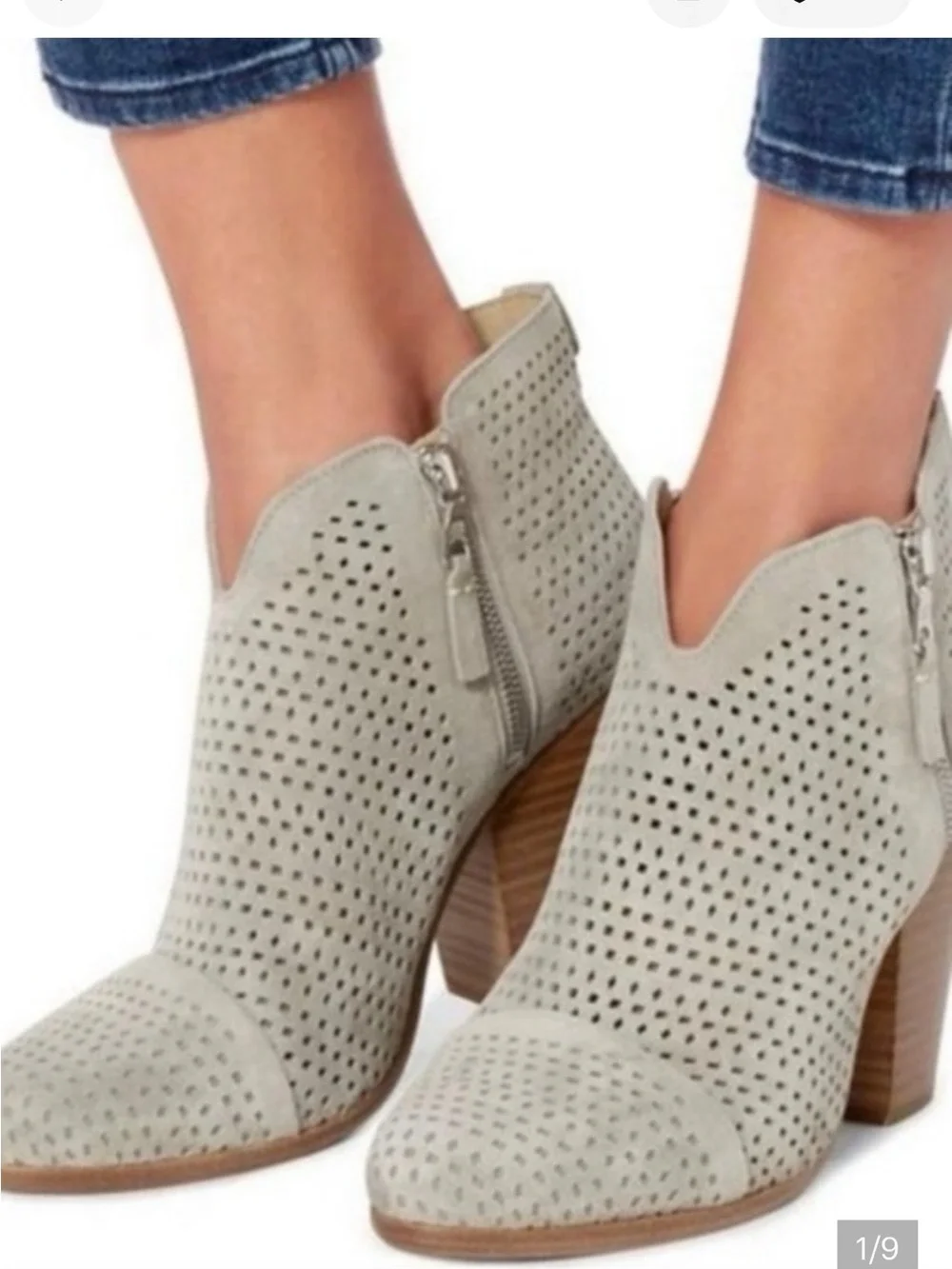 Rag & Bone | Margot Perforated Suede Ankle Boot in Cemento Suede Gray 39.5